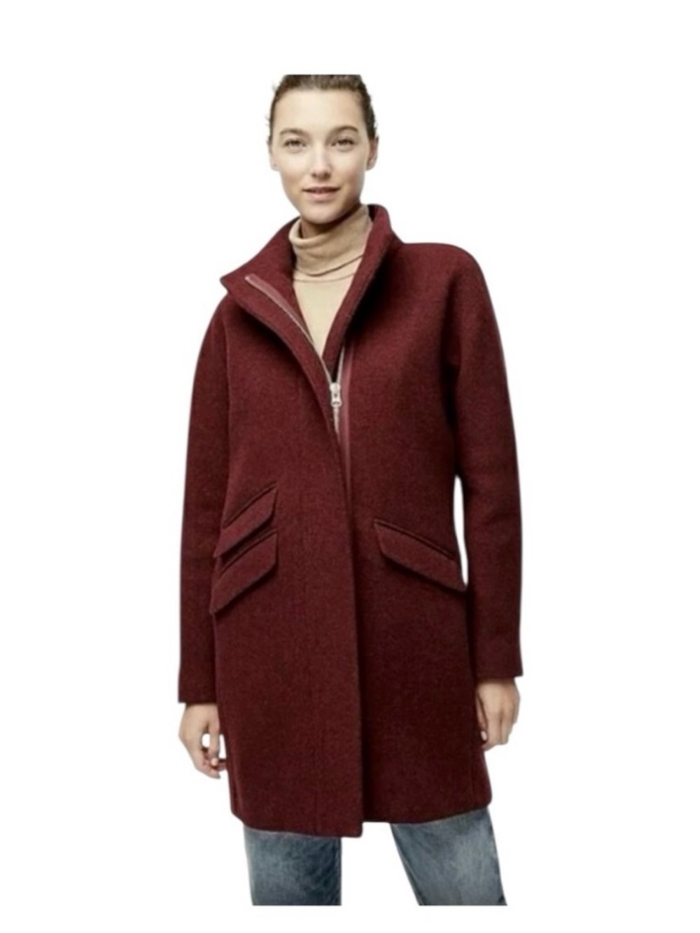 EUC J.Crew Cocoon Coat in Italian Stadium-Cloth Wool Blend Sz 8 J5536